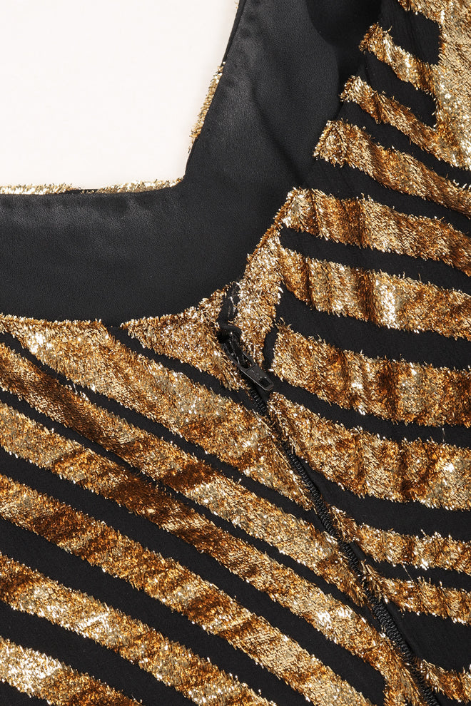 Recess Los Angeles Vintage Deco Gold Velvet Lamé Maxi Slipdress