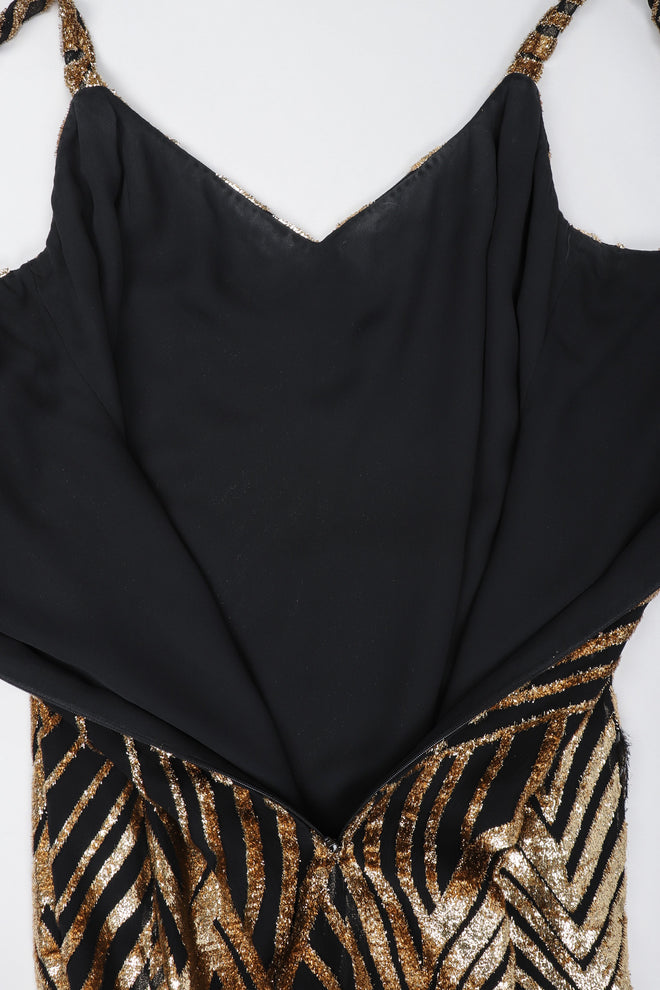 Recess Los Angeles Vintage Deco Gold Velvet Lamé Maxi Slipdress