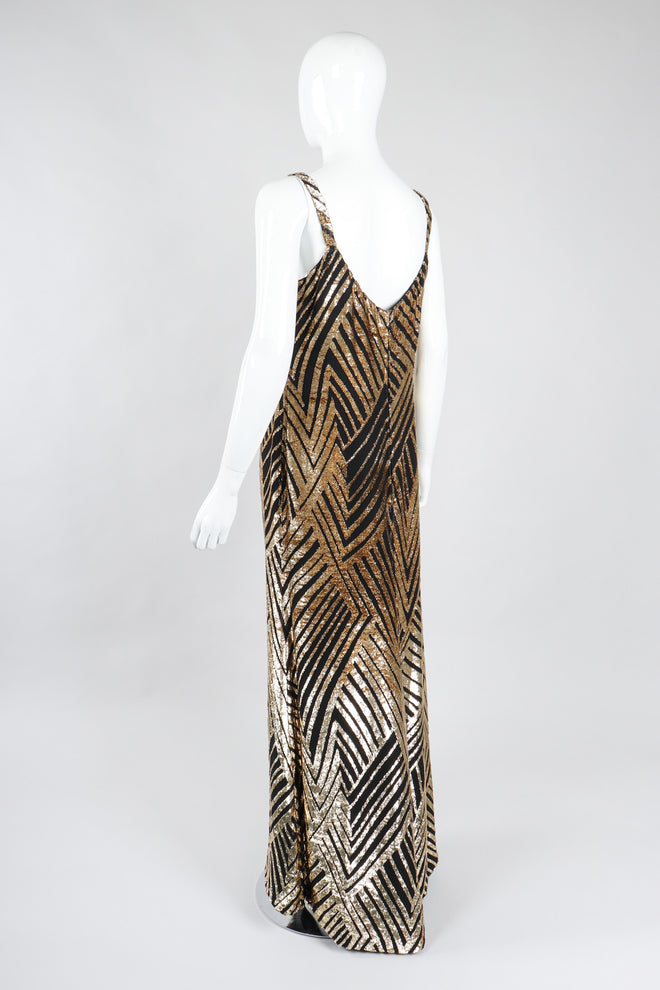 Recess Los Angeles Vintage Deco Gold Velvet Lamé Maxi Slipdress