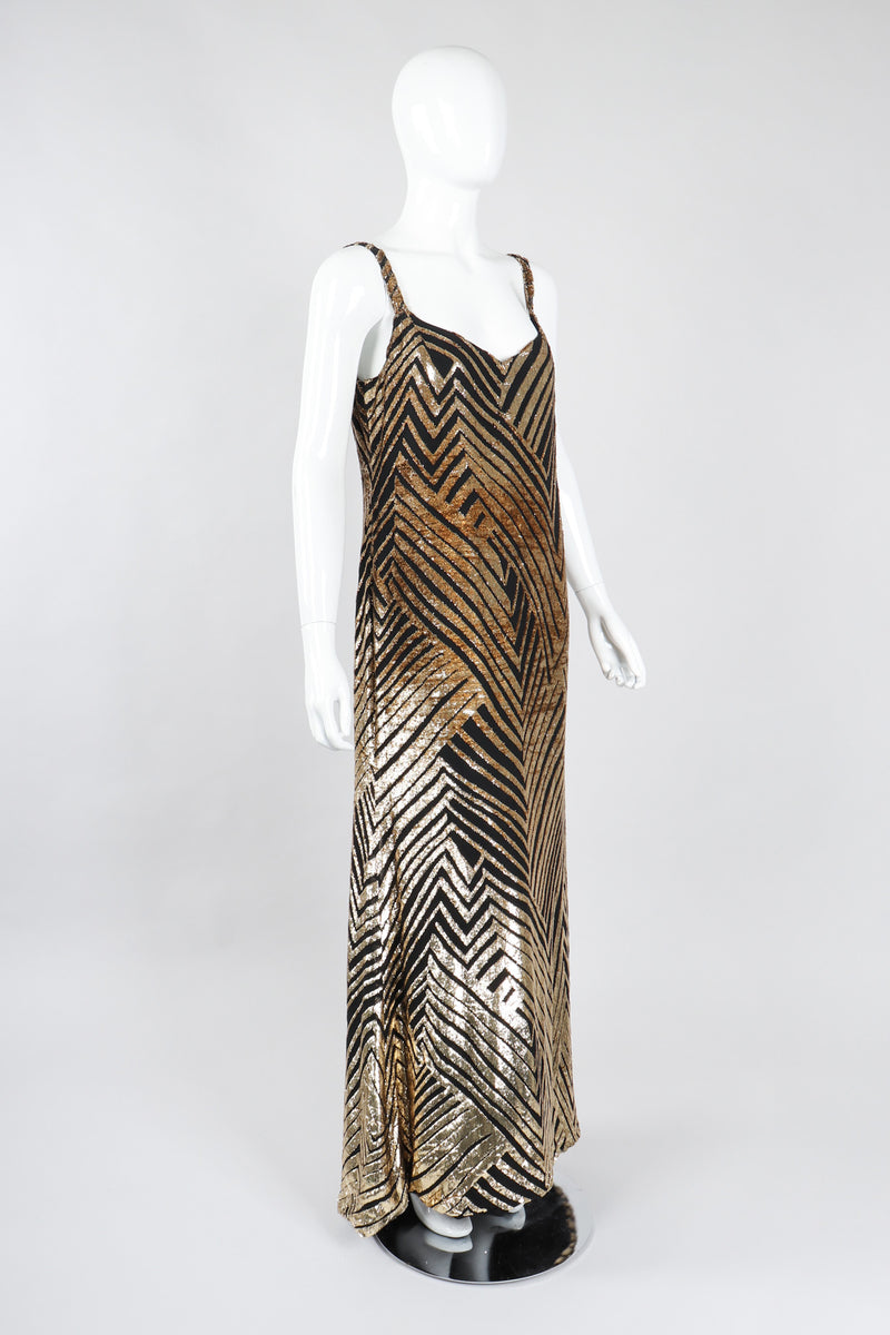 Vintage Deco Inspired Gold Velvet Lam Maxi Slipdress Recess Vintage Deco Inspired Gold Velvet Lam Maxi Slipdress Recess