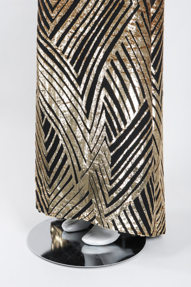 Recess Los Angeles Vintage Deco Gold Velvet Lamé Maxi Slipdress