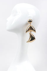 Recess Los Angeles Vintage Gold Sculptural Boomerang Drop Clip On Earrings