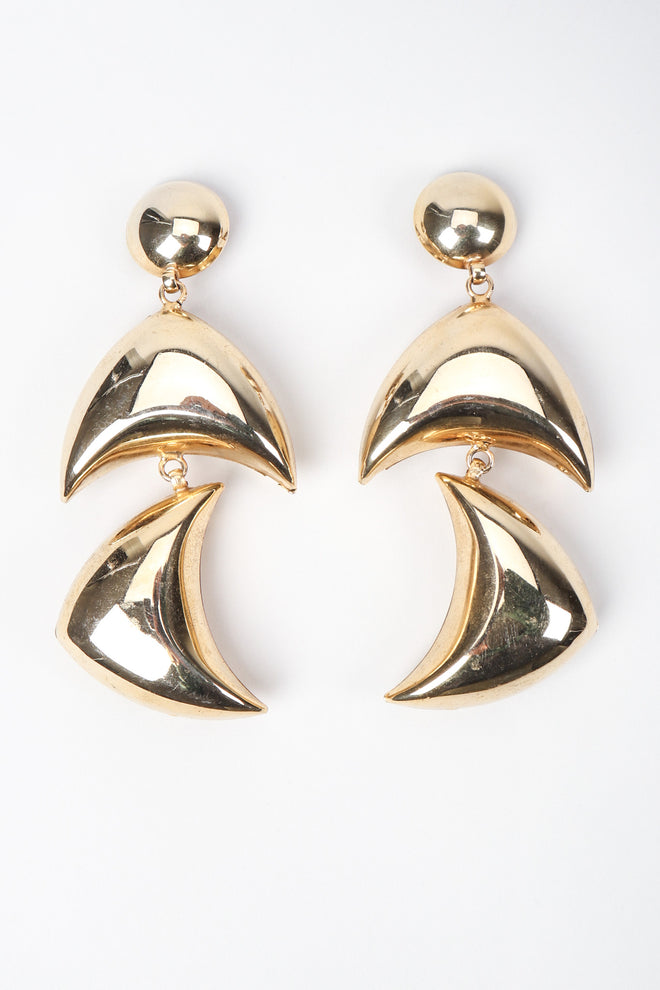 Recess Los Angeles Vintage Gold Sculptural Boomerang Drop Clip On Earrings