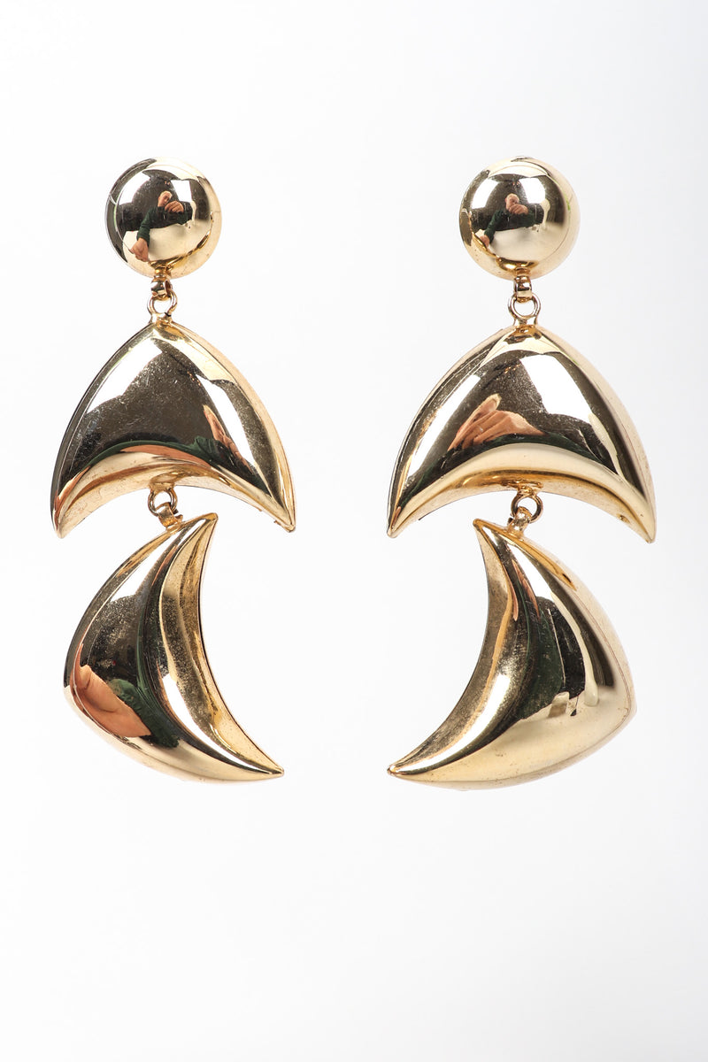 Recess Los Angeles Vintage Gold Sculptural Boomerang Drop Clip On Earrings