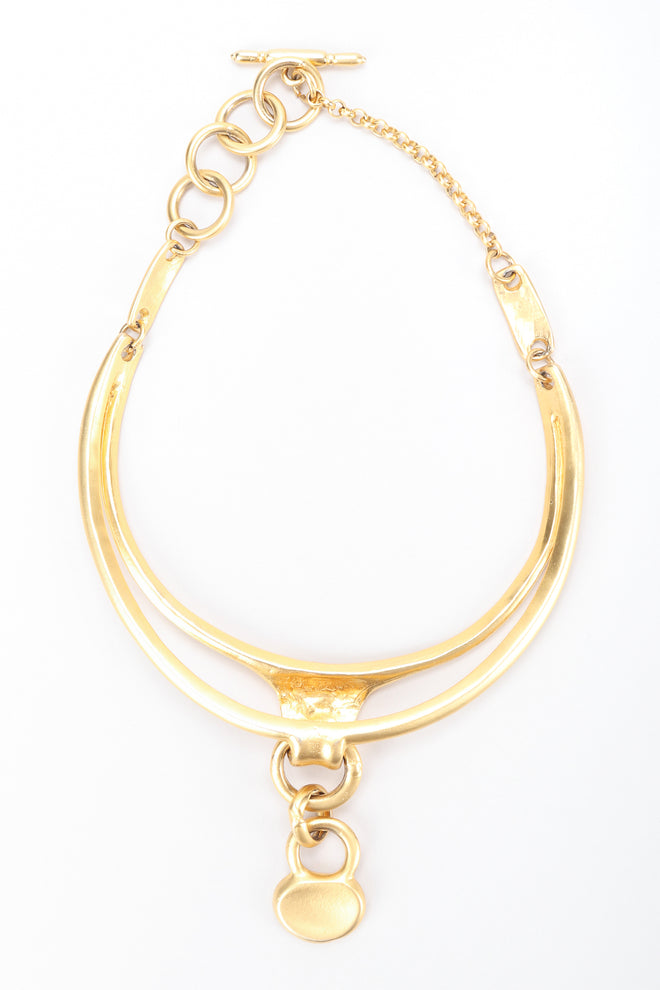 Recess Designer Consignment Vintage Matte Sculpted Collarbone Necklace Los Angeles Resale