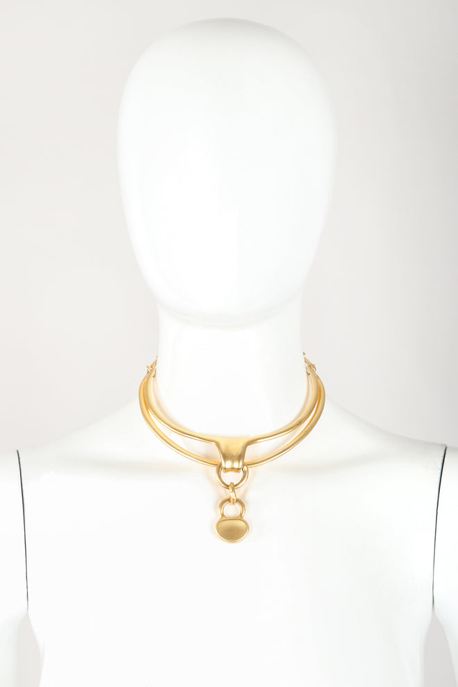 Recess Designer Consignment Vintage Matte Sculpted Collarbone Necklace Los Angeles Resale