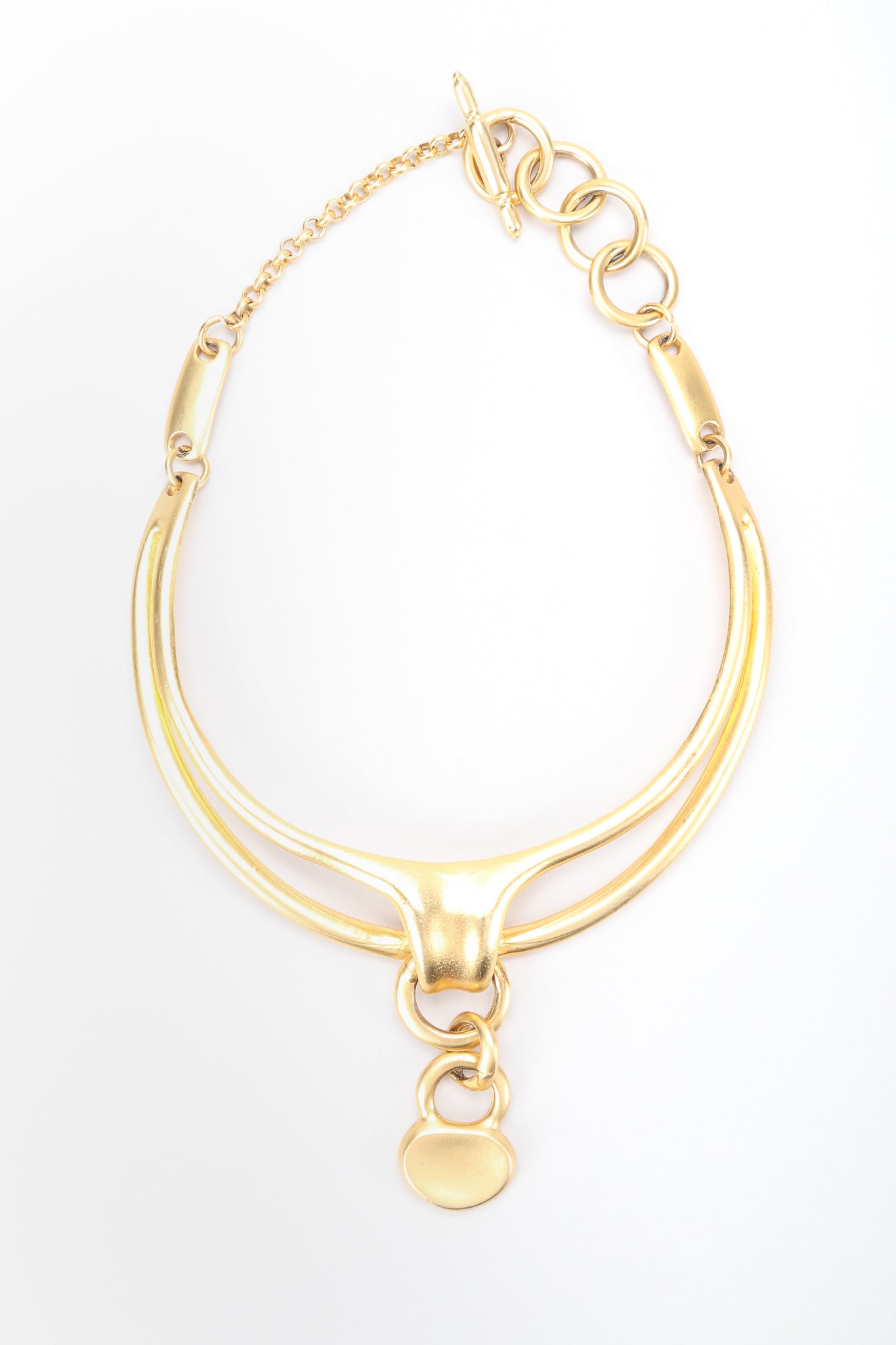 Recess Designer Consignment Vintage Matte Sculpted Collarbone Necklace Los Angeles Resale