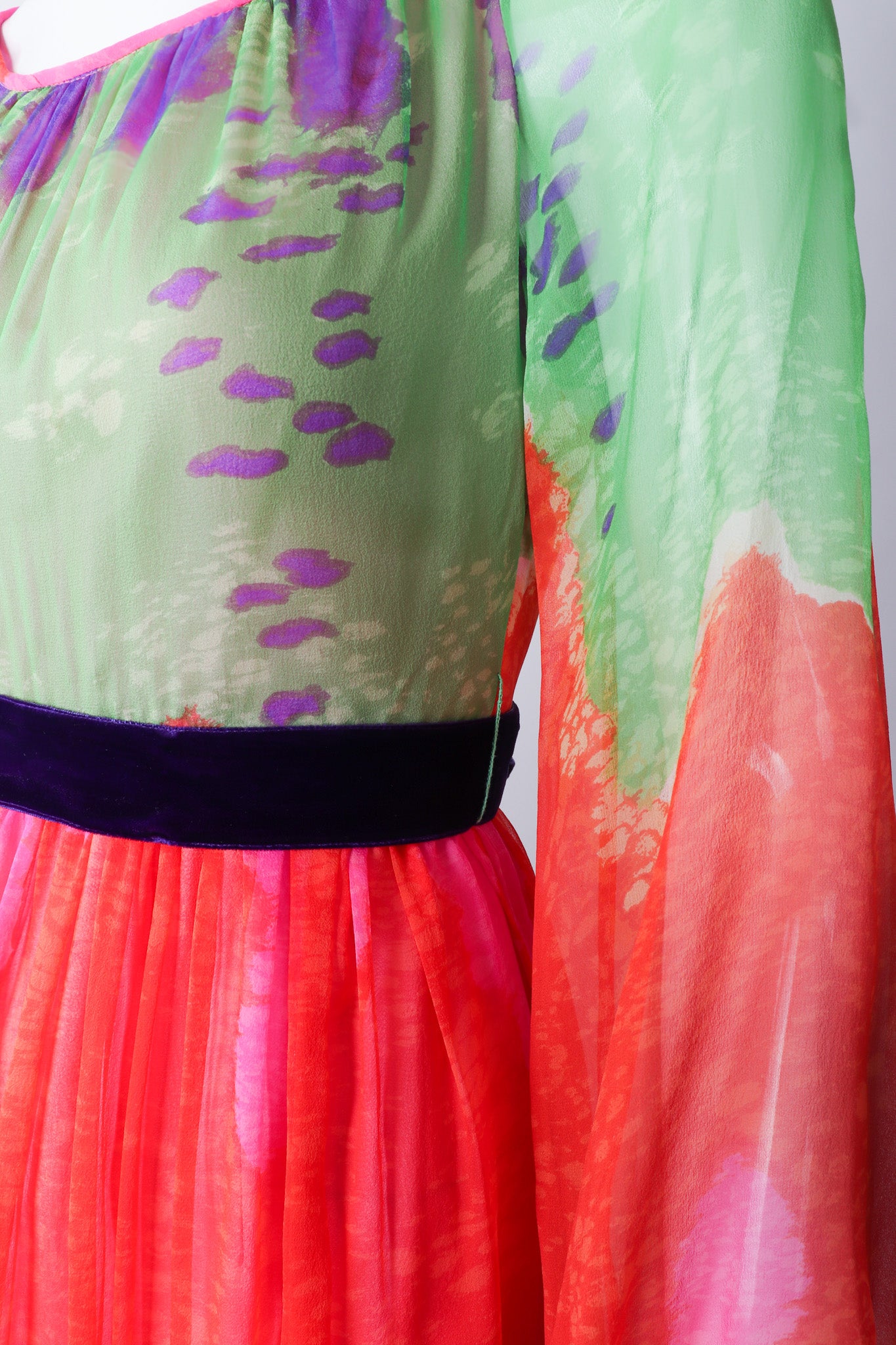 Recess Los Angeles Vintage Ombré Silk Chiffon Neon Brights Slurpee Dress 