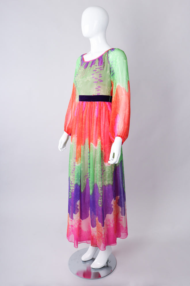 Recess Los Angeles Vintage Ombré Silk Chiffon Neon Brights Slurpee Dress 