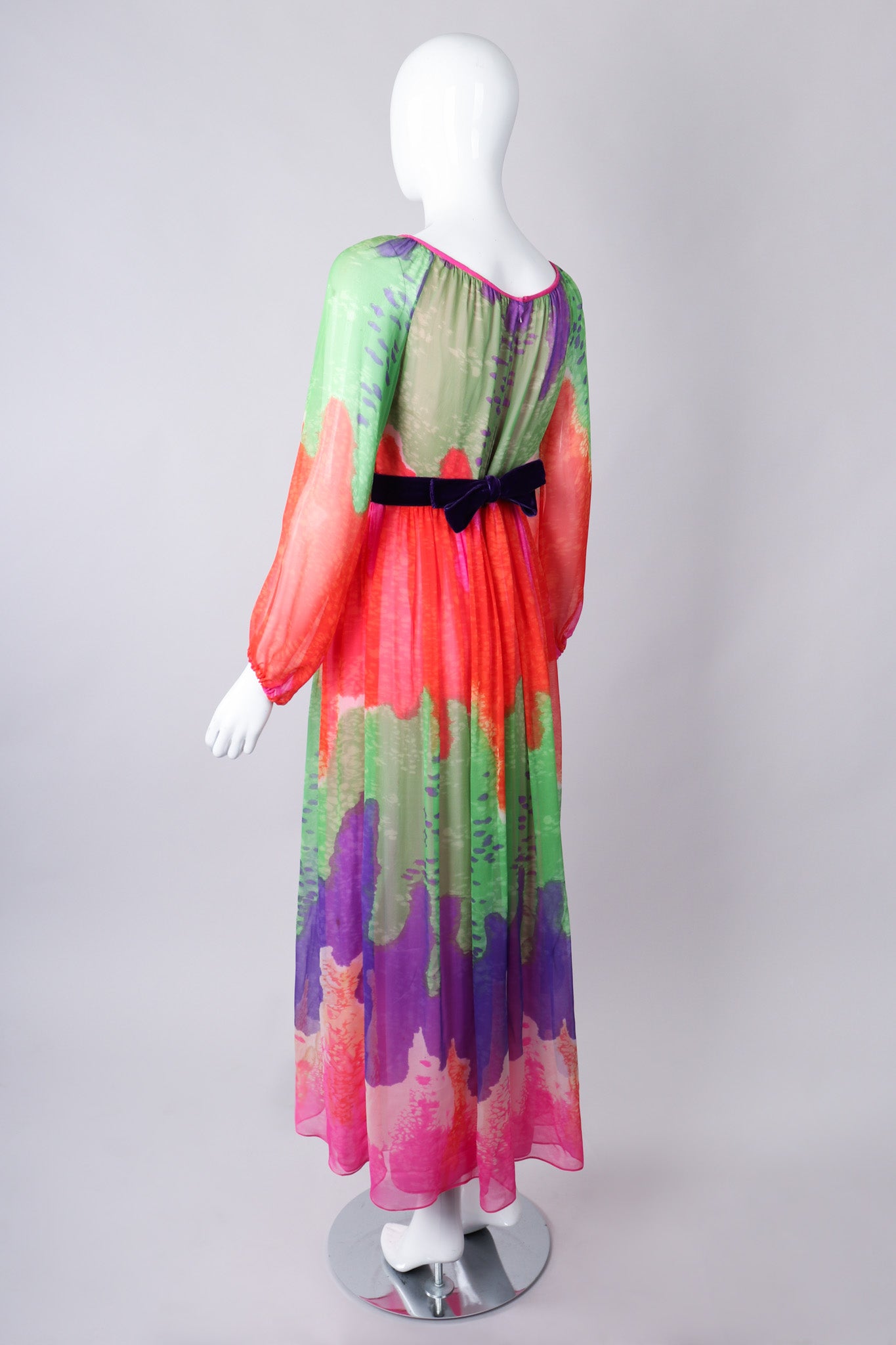 Recess Los Angeles Vintage Ombré Silk Chiffon Neon Brights Slurpee Dress 