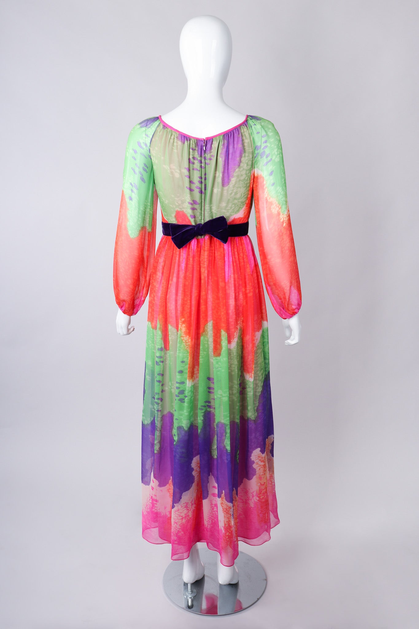 Recess Los Angeles Vintage Ombré Silk Chiffon Neon Brights Slurpee Dress 