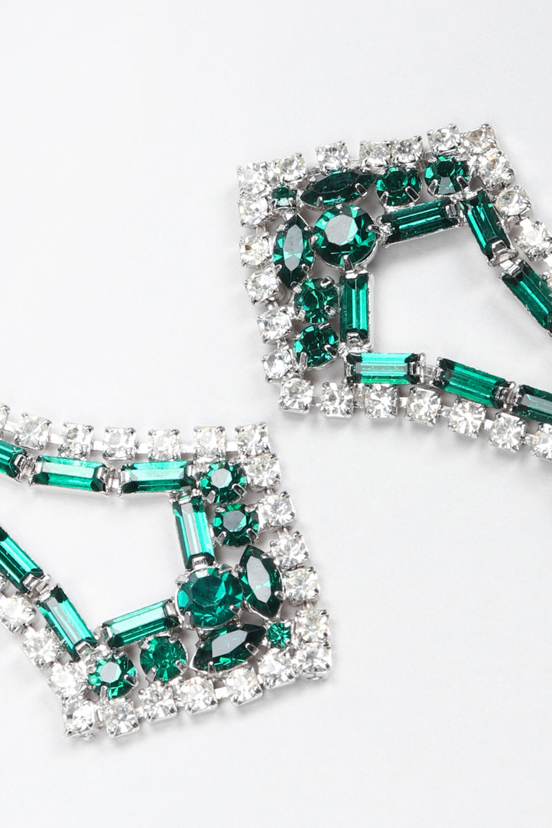 Recess Los Angeles Vintage Crystal Rhinestone Emerald Pointed Drop Earrings