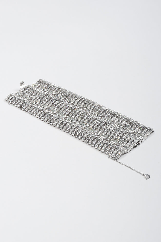 Recess Los Angeles Vintage Wavy Crystal Rhinestone Cuff Bracelet