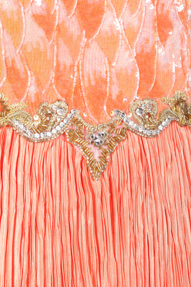 Recess Los Angeles Vintage Mary McFadden Beaded Sequined Phoenix Feather Halter Gown