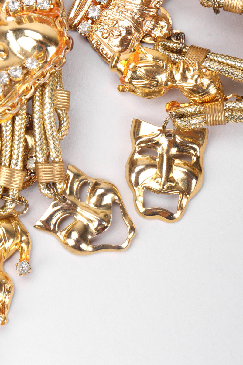 Recess Los Angeles Vintage Masks Charms Dangle Earrings Comedy Tragedy Chain Trim Jesters Coins Rhinestones Beads