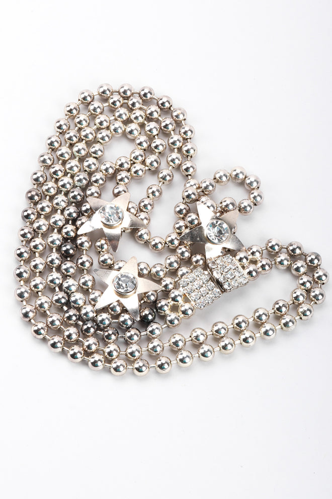 Recess Los Angeles Vintage Double Strand Ball Chain Star Silver necklace Rhinestone Box Clasp
