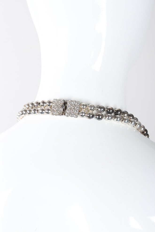Recess Los Angeles Vintage Double Strand Ball Chain Star Silver necklace Rhinestone Box Clasp