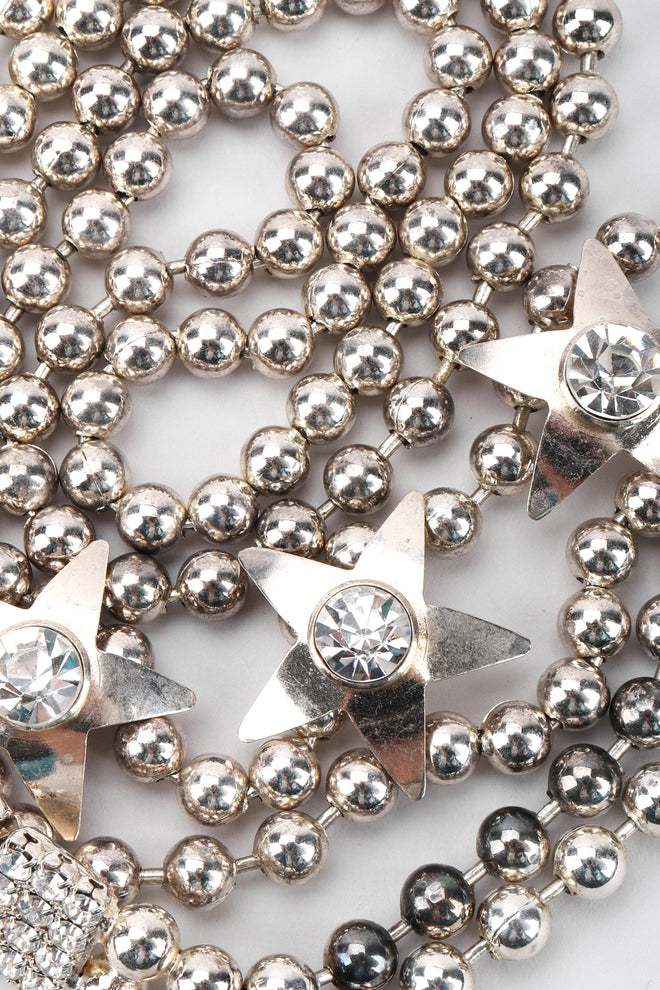 Recess Los Angeles Vintage Double Strand Ball Chain Star Silver necklace Rhinestone Box Clasp