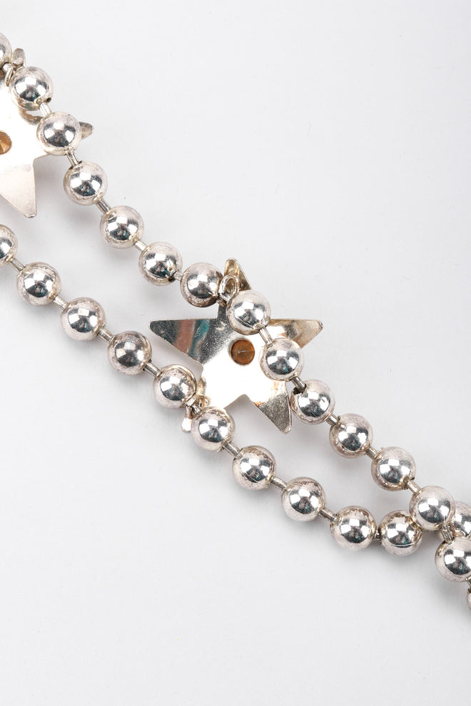 Recess Los Angeles Vintage Double Strand Ball Chain Star Silver necklace Rhinestone Box Clasp