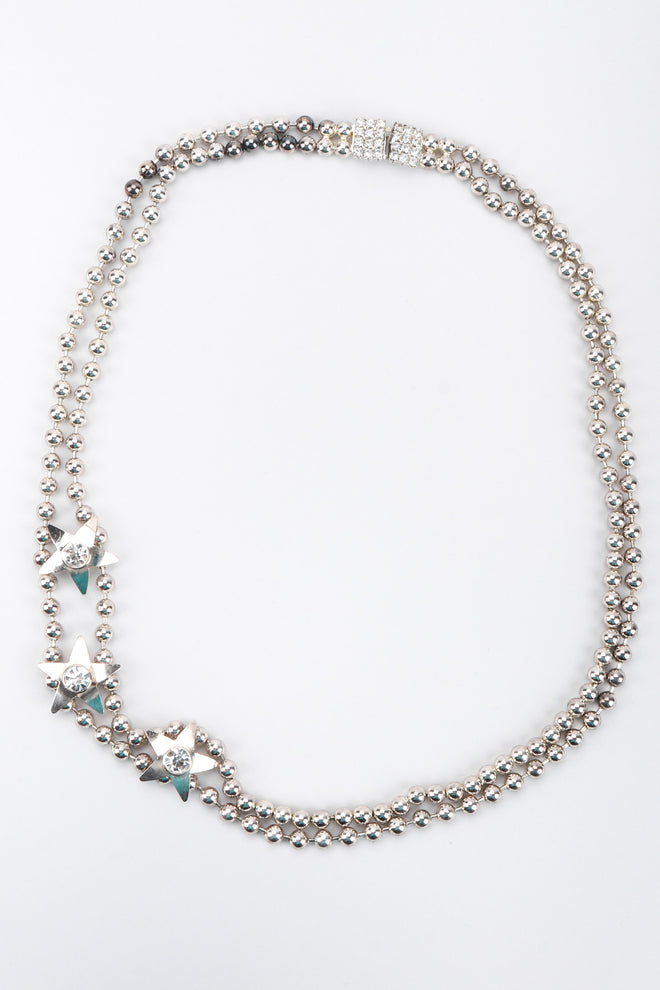Recess Los Angeles Vintage Double Strand Ball Chain Star Silver necklace Rhinestone Box Clasp