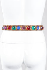 Vintage Rainbow Gemstone Treasure Metal Mesh Belt Recess