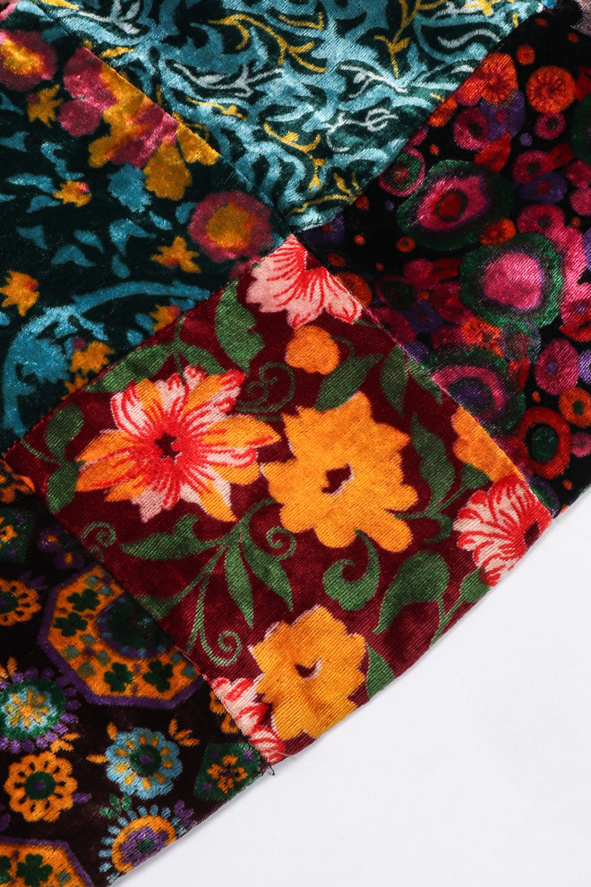 Recess Los Angeles Vintage Long Velvet Boho Patchwork Skirt