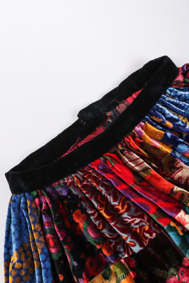 Recess Los Angeles Vintage Long Velvet Boho Patchwork Skirt