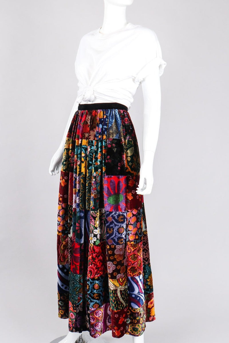 Recess Los Angeles Vintage Long Velvet Boho Patchwork Skirt