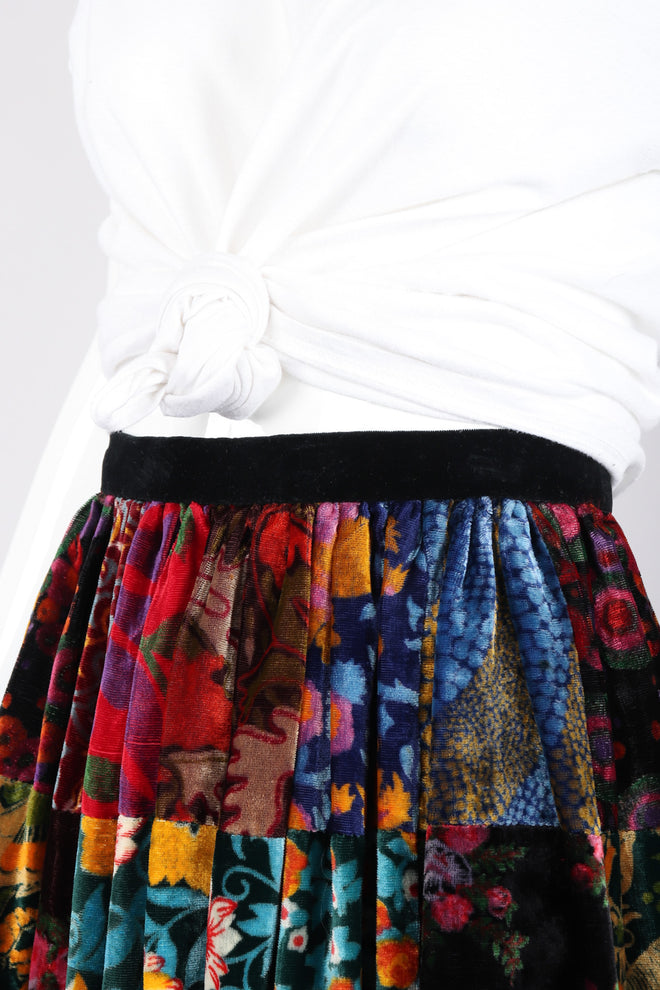 Recess Los Angeles Vintage Long Velvet Boho Patchwork Skirt