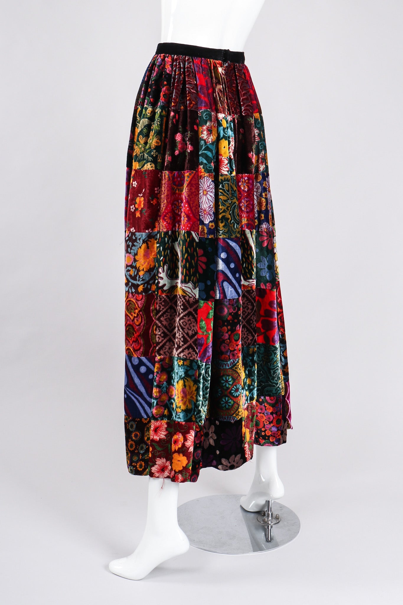 Recess Los Angeles Vintage Long Velvet Boho Patchwork Skirt