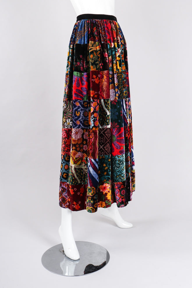 Recess Los Angeles Vintage Long Velvet Boho Patchwork Skirt