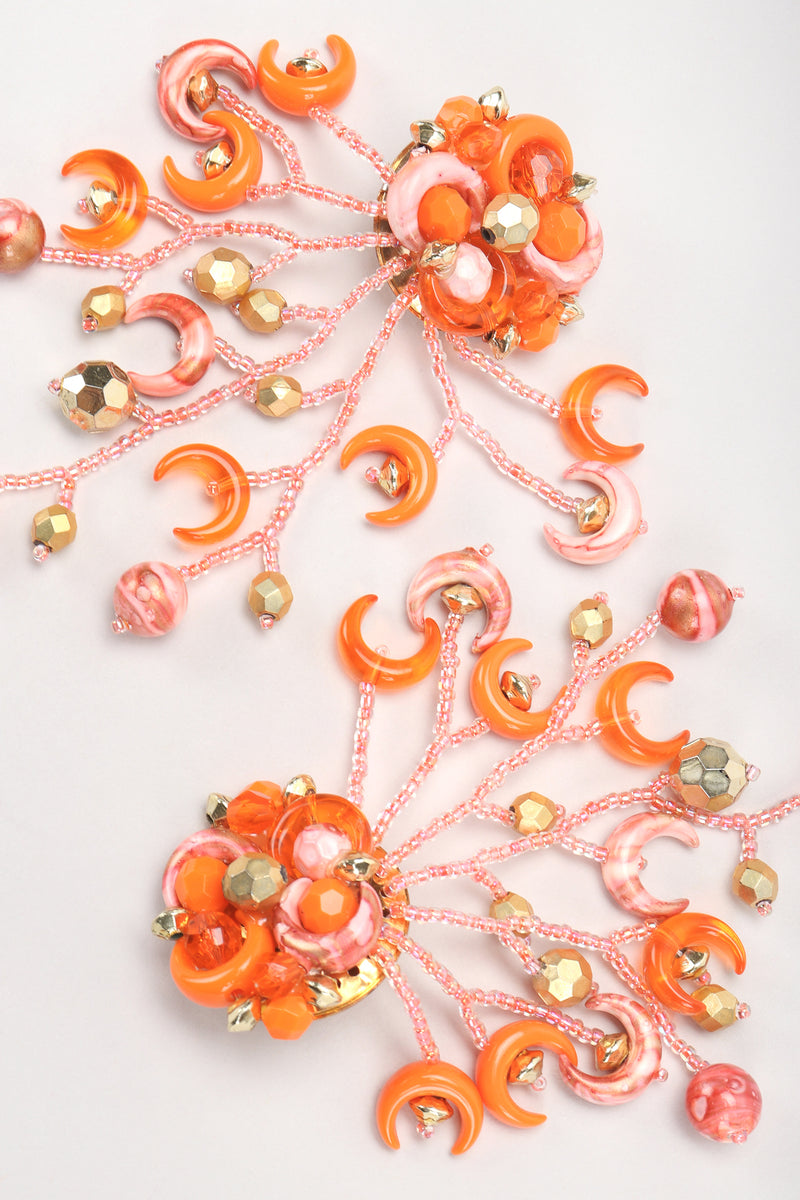 Recess Designer Consignment Vintage Crescent Moon Bead Fringe Earrings Sailor Moon Los Angeles Resale