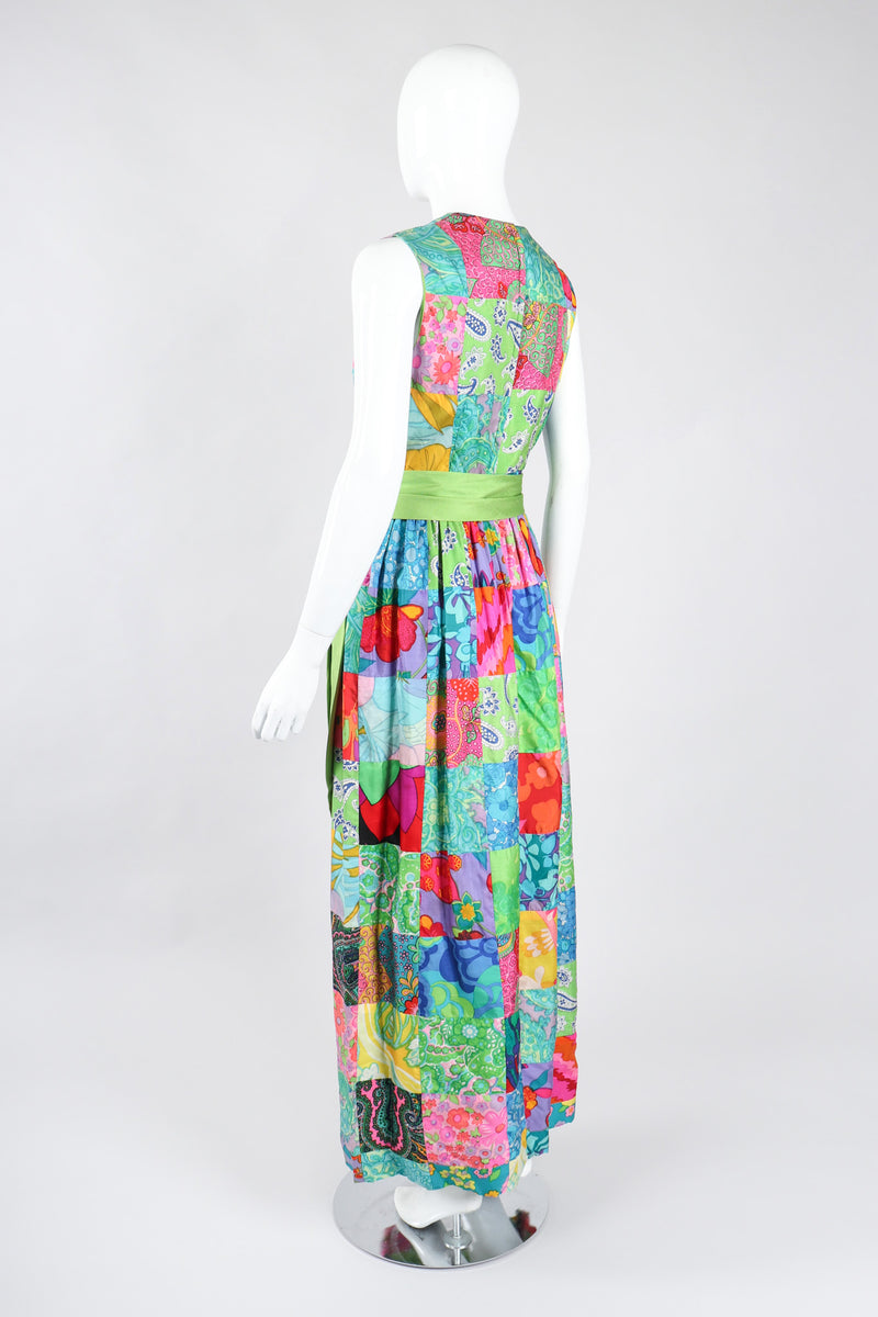 Recess Los Angeles Vintage Silk Patchwork Belted Dress