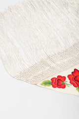 Recess Los Angeles Vintage Embroidered Roses Triangle Silk Piano Shawl