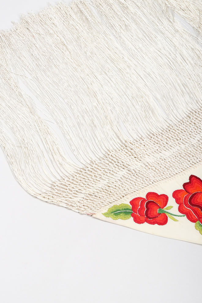 Recess Los Angeles Vintage Embroidered Roses Triangle Silk Piano Shawl