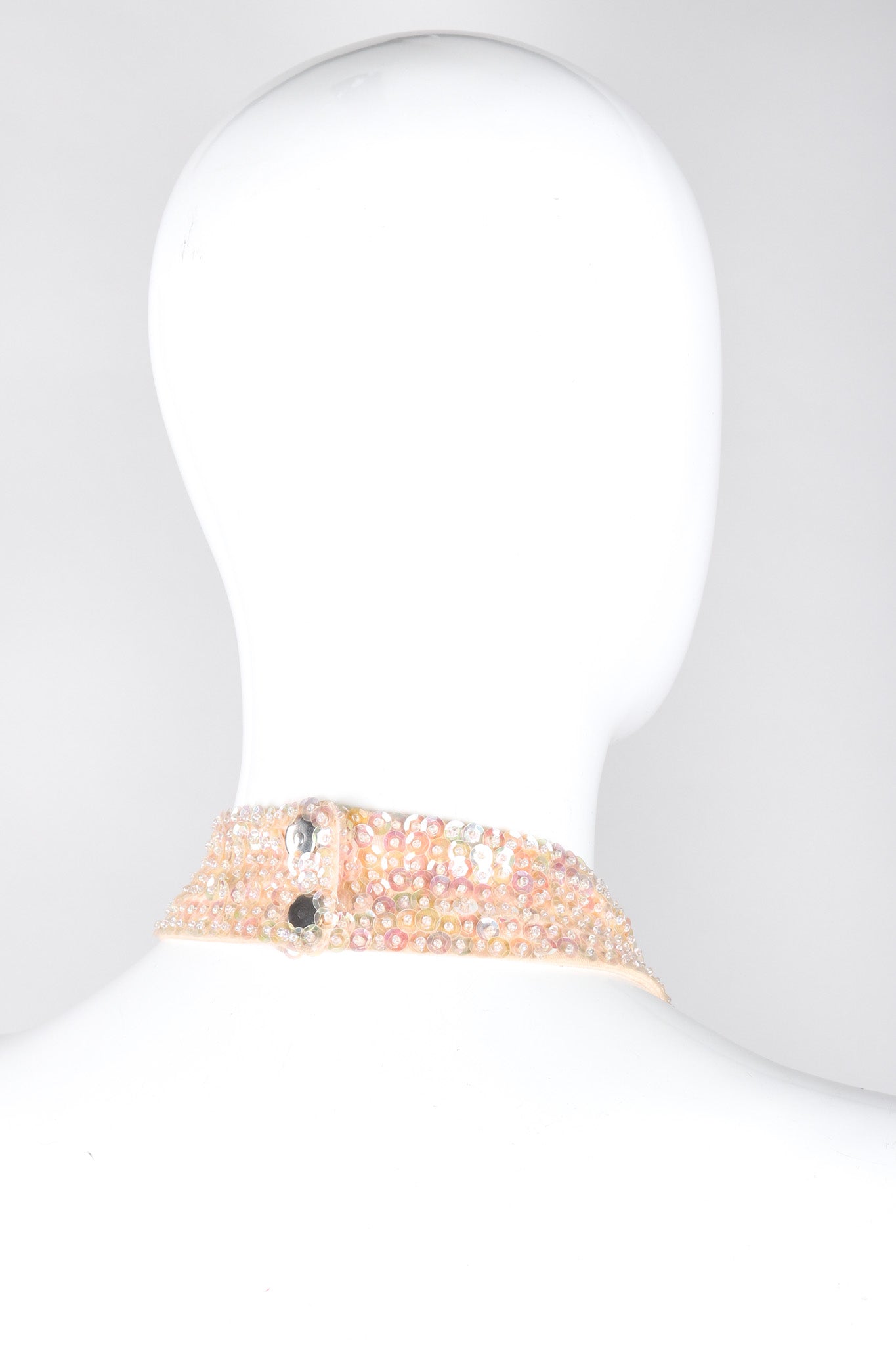 Recess Los Angeles Vintage Butterfly Sequins Halter Long Pink Beige Dress Iridescent Beads Multicolor 