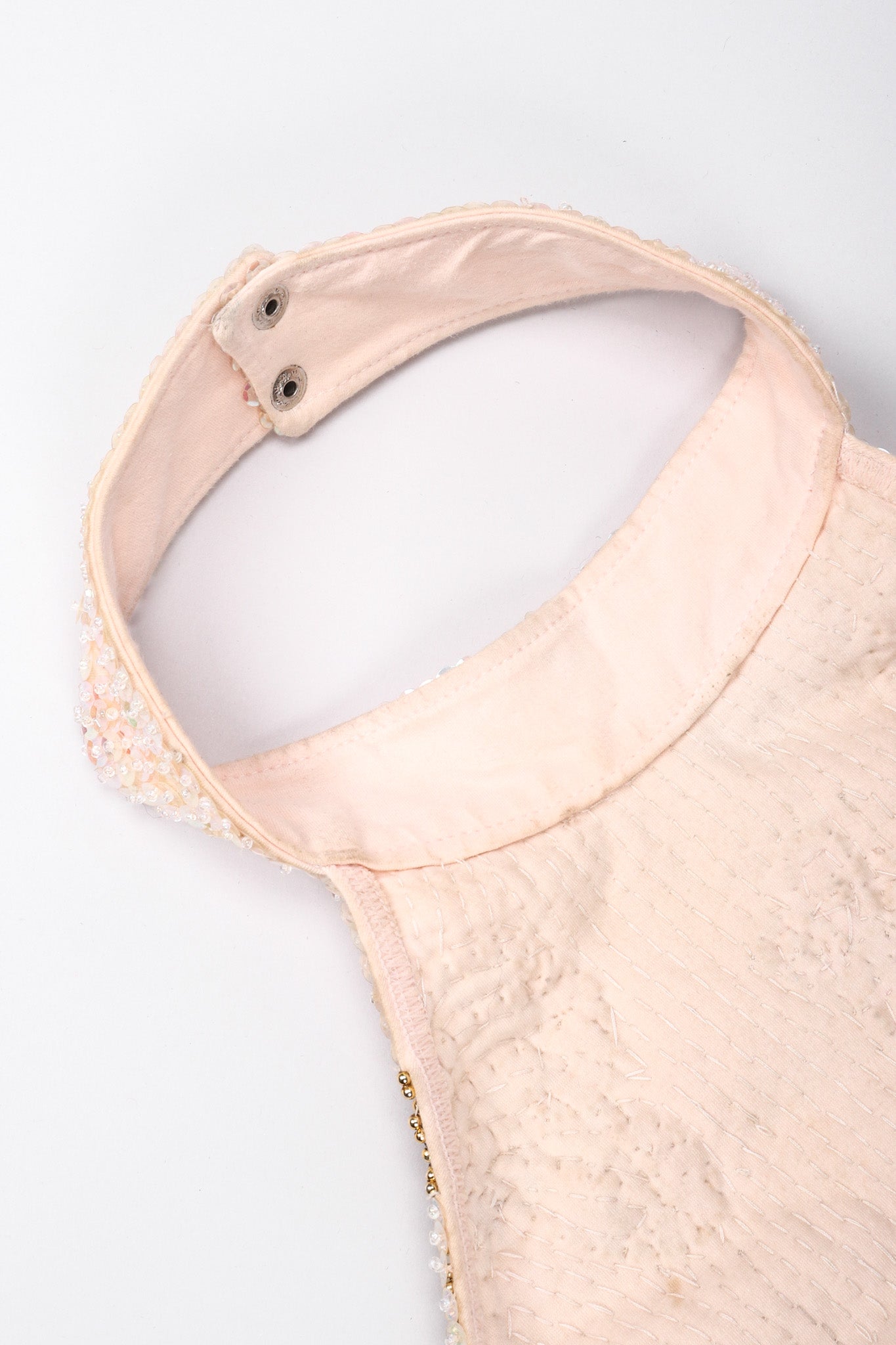 Recess Los Angeles Vintage Butterfly Sequins Halter Long Pink Beige Dress Iridescent Beads Multicolor 