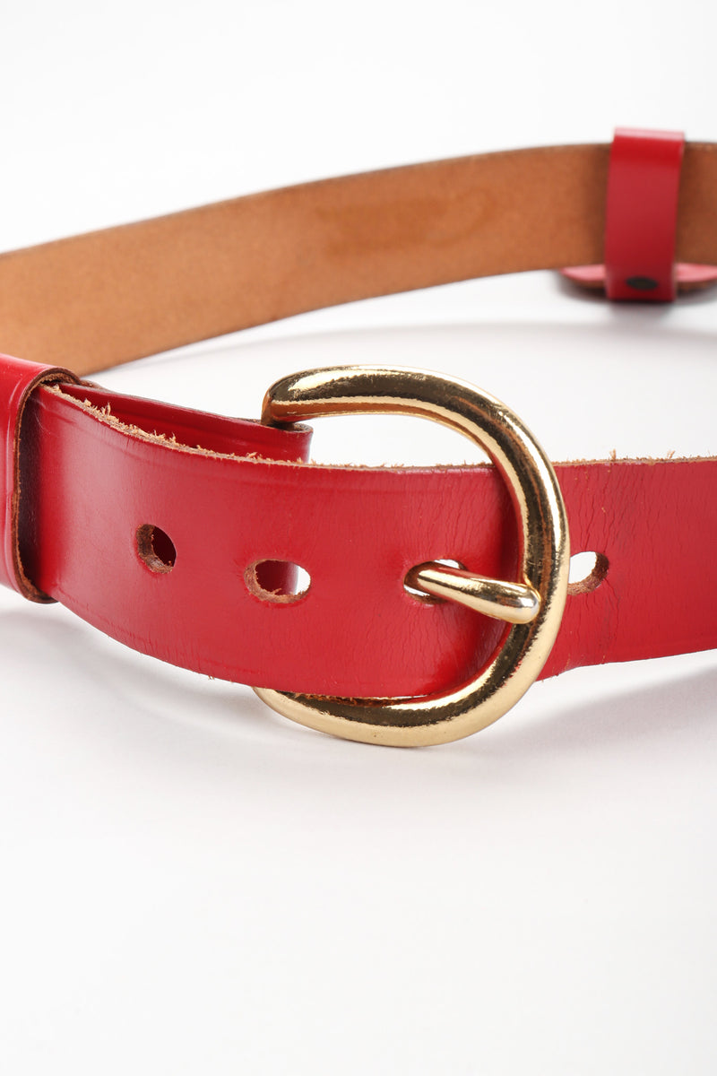 Recess Los Angeles Vintage Unsigned Red Leather Lion Crest Fob Belt