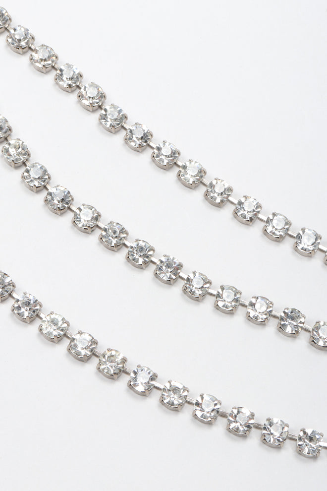 Recess Los Angeles Vintage Triple Strand Rhinestone Crystal Collar Necklace