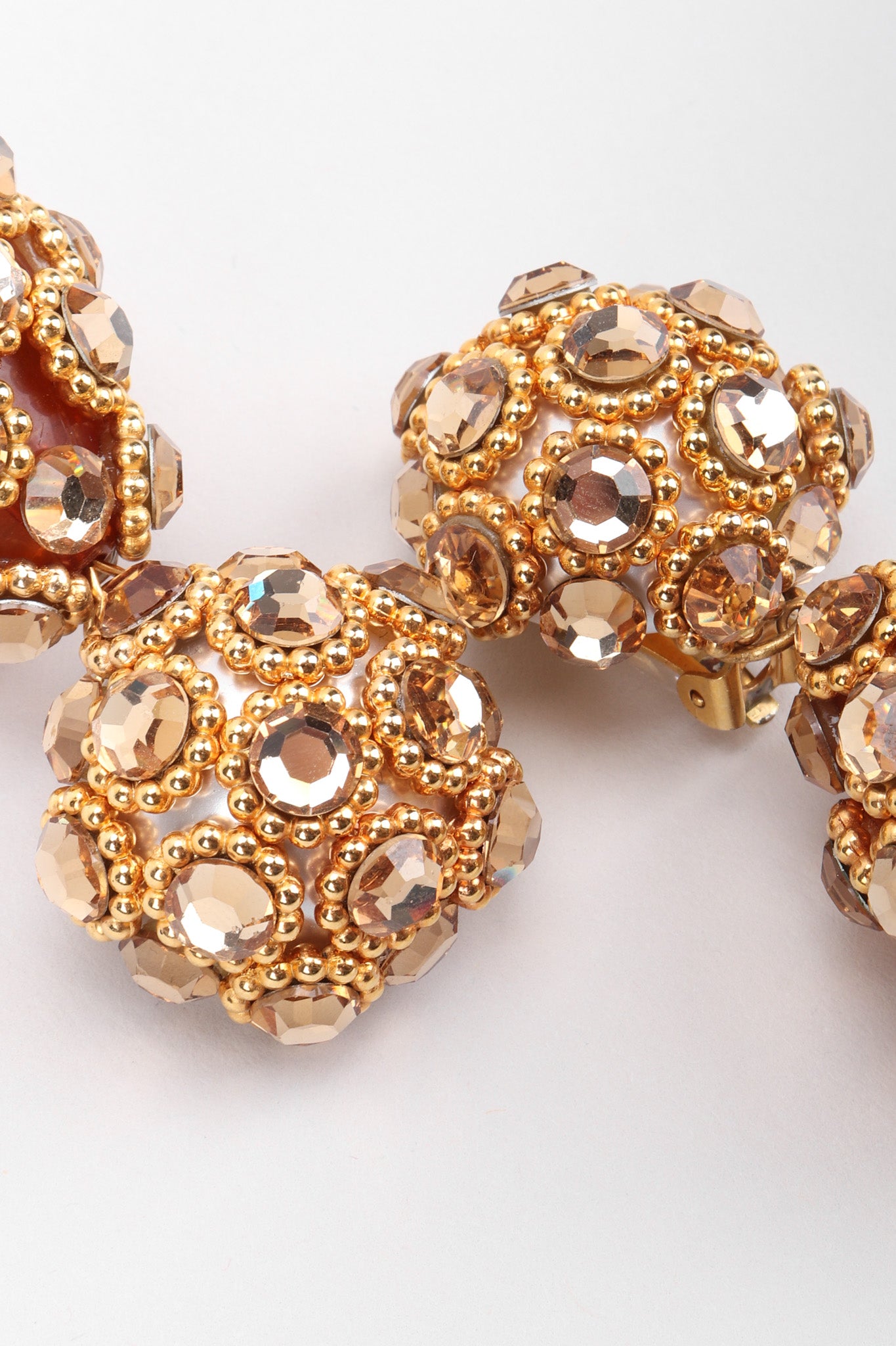 Recess Los Angeles Vintage Unsigned Crystal Golden Egg Drop Earrings