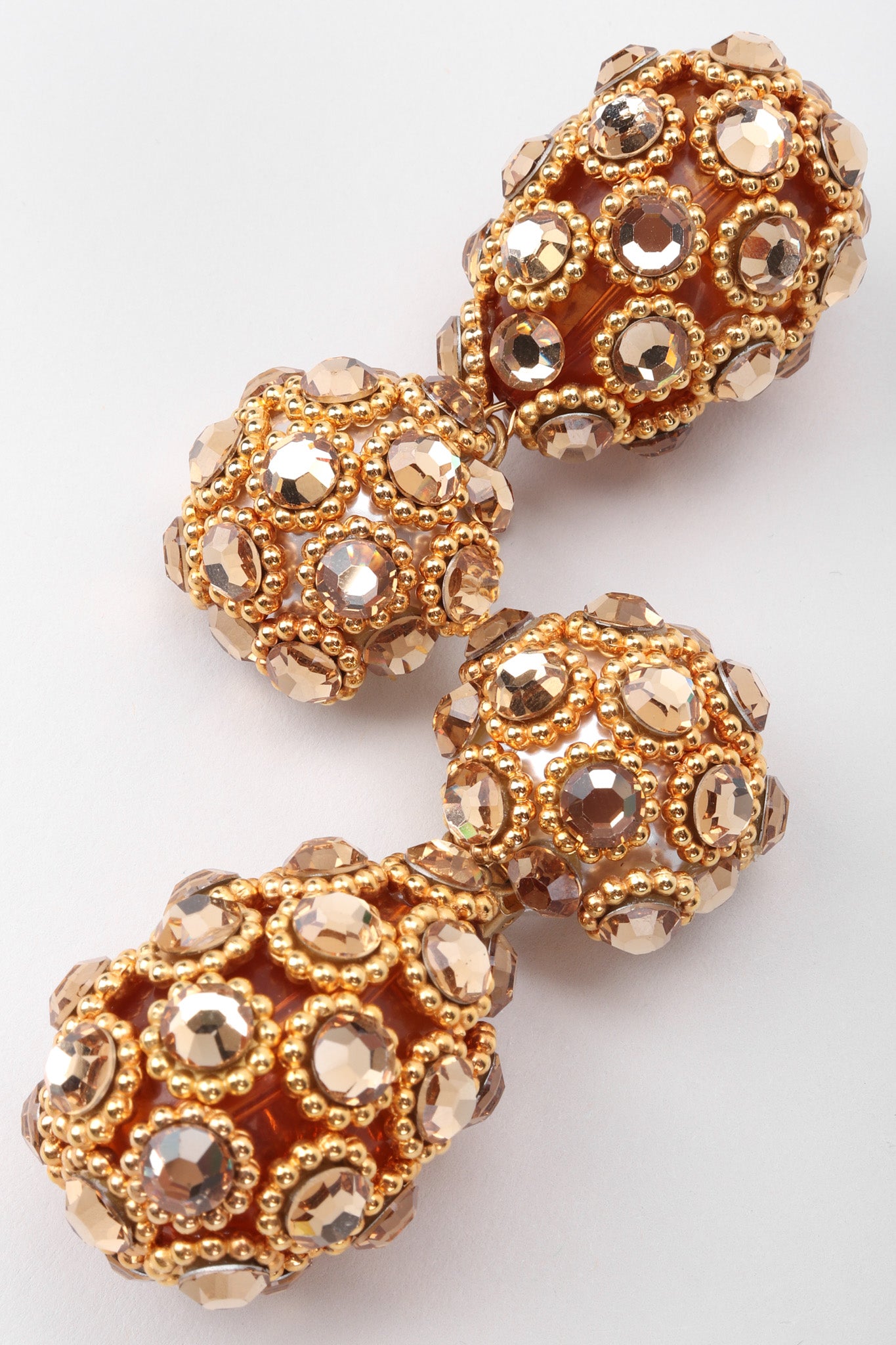 Recess Los Angeles Vintage Unsigned Crystal Golden Egg Drop Earrings