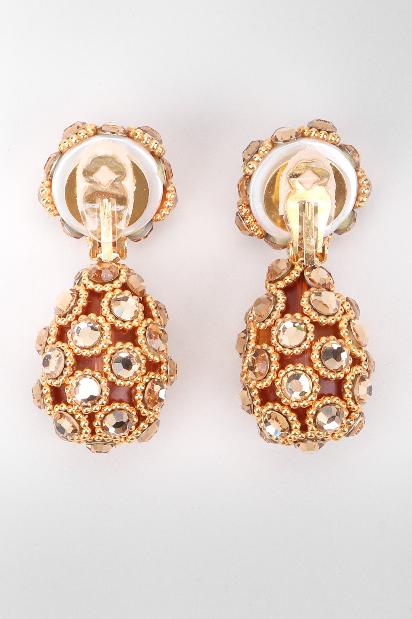 Recess Los Angeles Vintage Unsigned Crystal Golden Egg Drop Earrings
