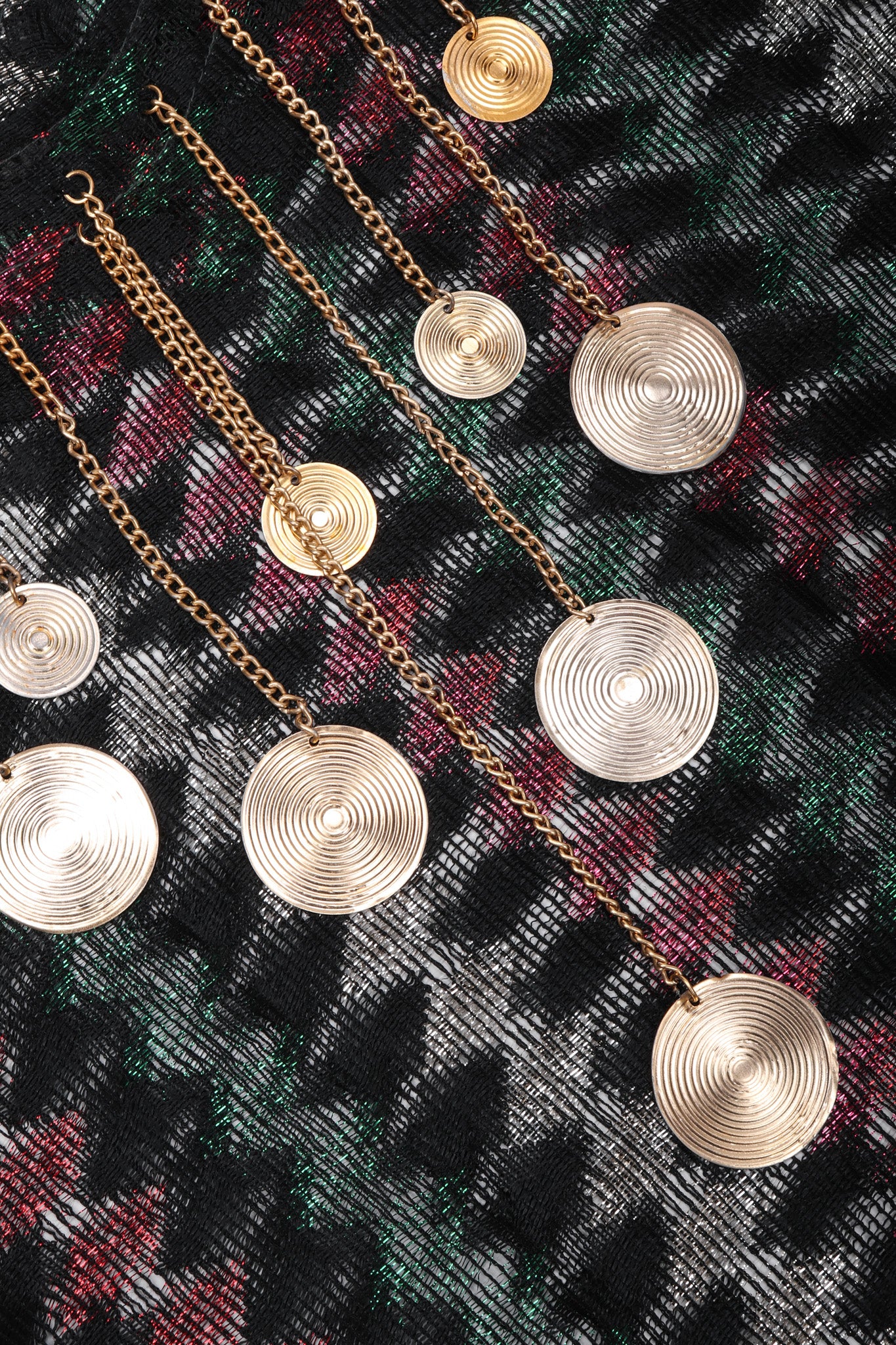 Recess Los Angeles Vintage Metallic Lamé Medallion Caftan Poncho Tunic