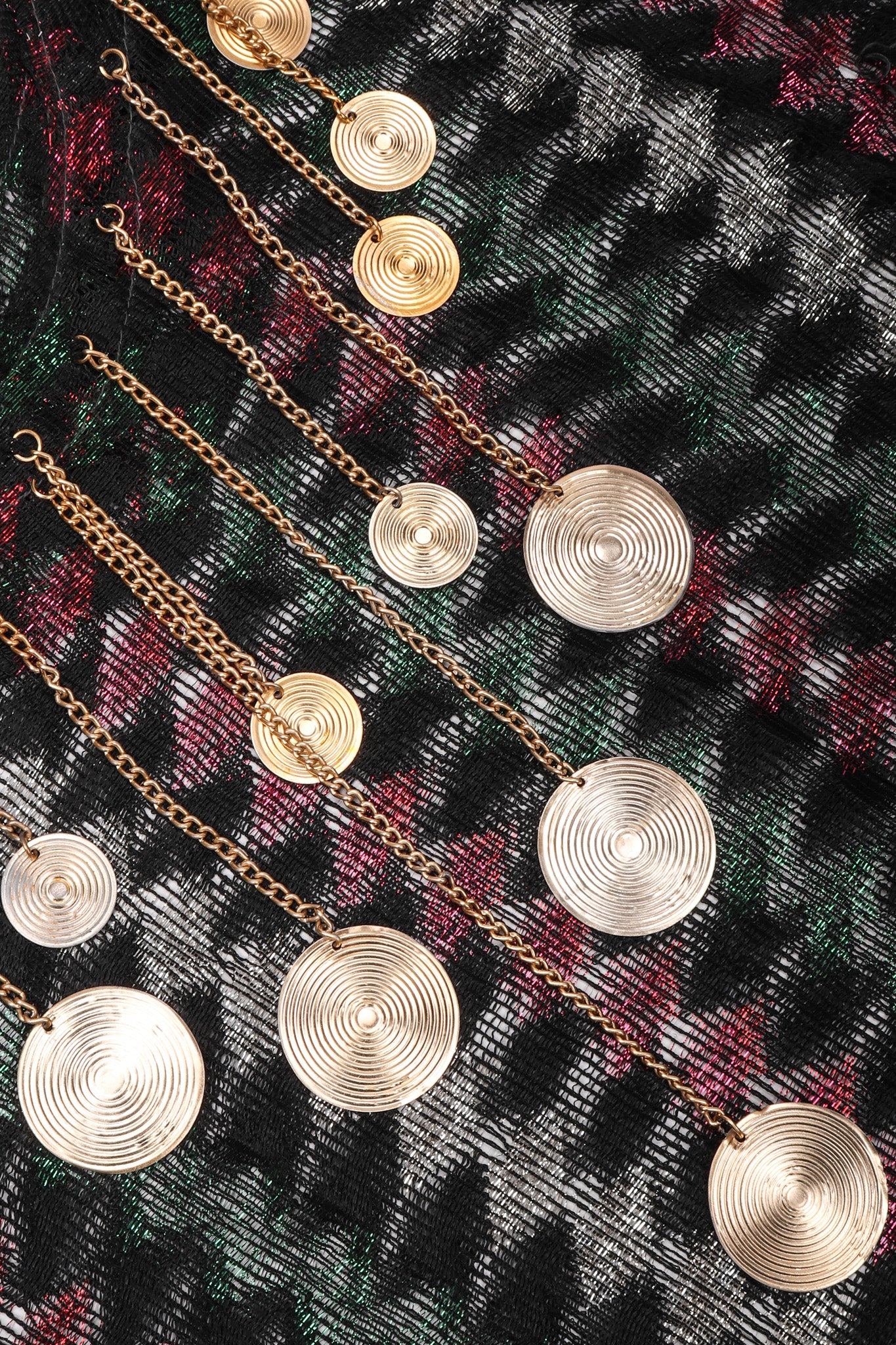 Recess Los Angeles Vintage Metallic Lamé Medallion Caftan Poncho Tunic