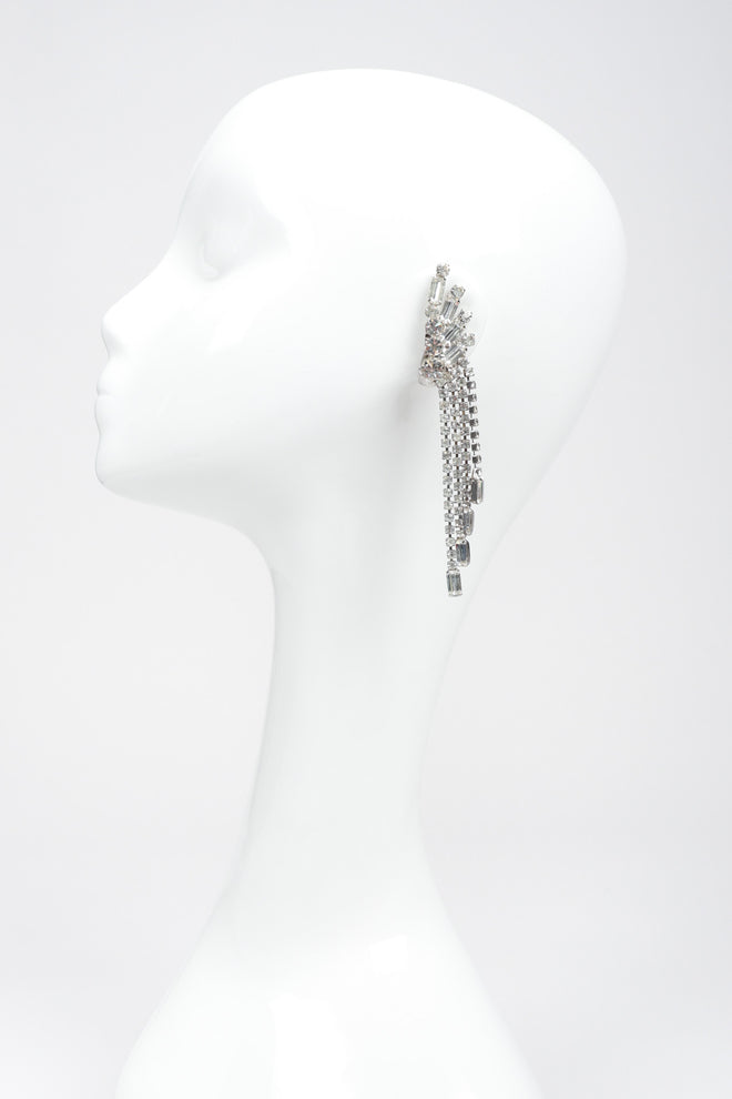 Recess Los Angeles Vintage Crystal Rhinestone Waterfall Ear Cuff Climber Earrings