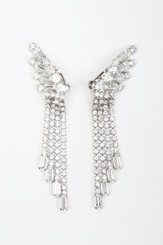 Recess Los Angeles Vintage Crystal Rhinestone Waterfall Ear Cuff Climber Earrings