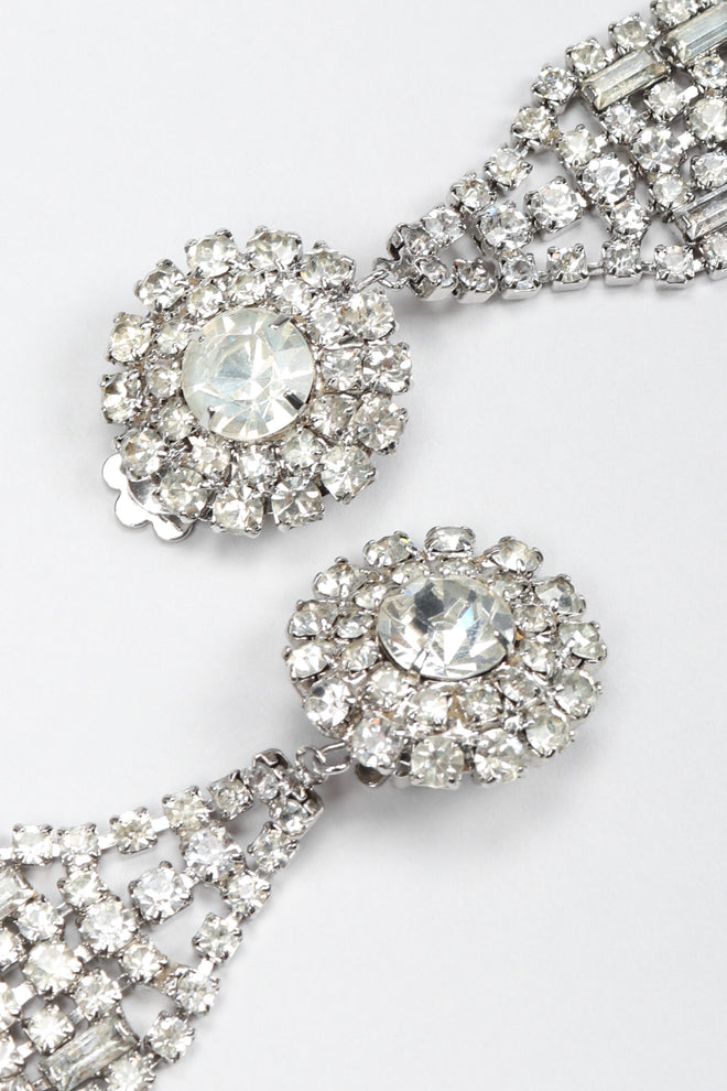 Recess Los Angeles Vintage Crystal Metal Ribbon Shoulder Duster Drop Earrings