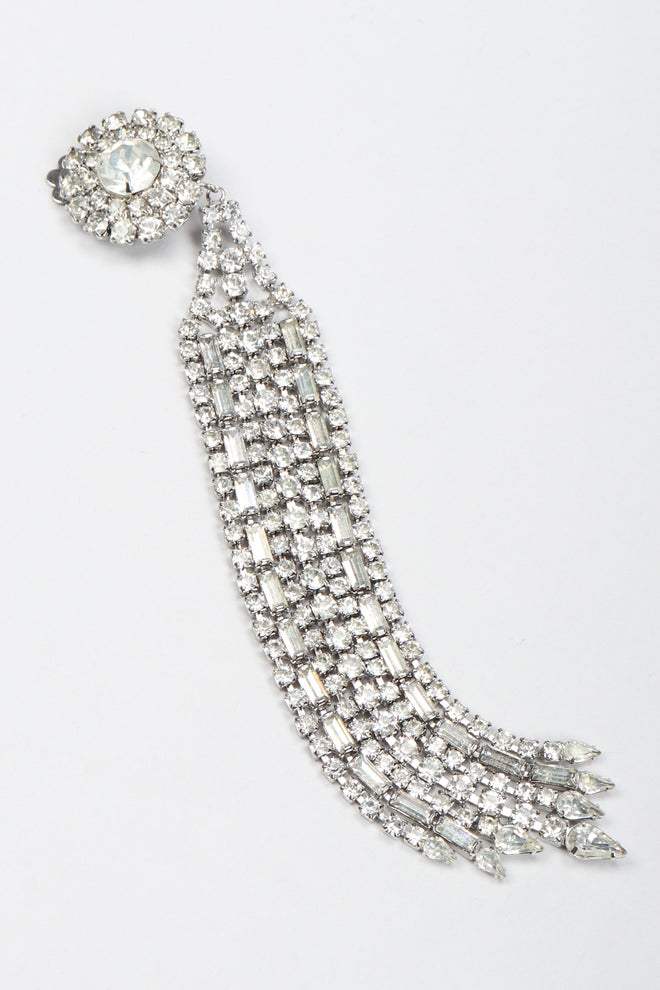 Recess Los Angeles Vintage Crystal Metal Ribbon Shoulder Duster Drop Earrings