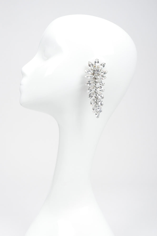Recess Los Angeles Vintage Crystal Rhinestone Flower Feather Earring
