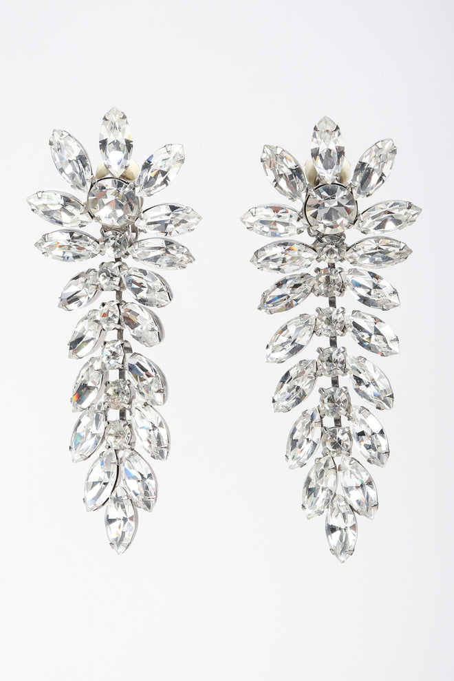 Recess Los Angeles Vintage Crystal Rhinestone Flower Feather Earring